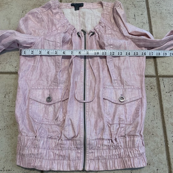 Casual Bandolera Pink Metallic Linen Zip Jacket - Size 10/12 - Picture 7 of 8